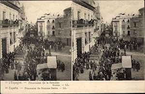 Bild des Verkufers fr Stereo Ansichtskarte / Postkarte Spanien, Procesion de la Semana Santa, Prozession in der Karwoche zum Verkauf von akpool GmbH