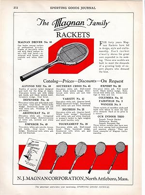 Image du vendeur pour PRINT: "The Magnan Family (Tennis) Rackets".from Sporting Goods Journal, October, 1929, Pg. 272 mis en vente par Dorley House Books, Inc.