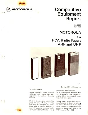 Motorola vs. RCA Radio Pagers VHF and UHF Competitive Equipment Report F4-3 56B