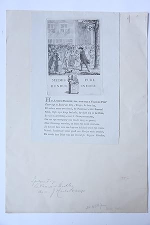 Satirical print/Spotprent "Hoe, Leydens Warmond, hoe, men tergt u Vrank en Vry?", etching with pr...