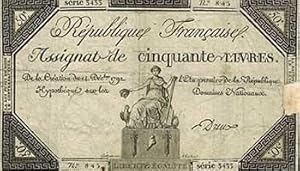 République Française. Assignat de cinquante livres. De la création du 14 Décembre 1792.(Original ...
