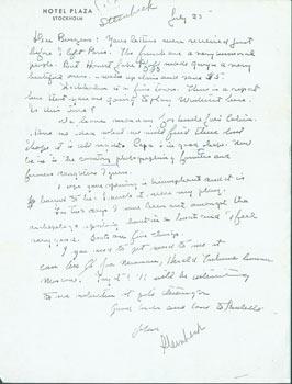Image du vendeur pour Photocopy of a hand written signed letter by John Steinbeck to Burges, July 25 [1962?]. mis en vente par Wittenborn Art Books