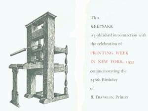 Seller image for The Way To Wealth. Preface to Poor Richard Improved, 1758. Keepsake Printed in Connection with the Celebration of Printing Week in New York, 1953, Commemorating the 246th Birthday of Benjamin Franklin. for sale by Wittenborn Art Books