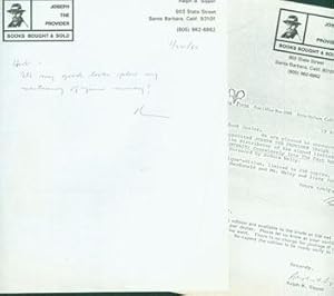 ALS Ralph B. Sipper to Herb Yellin, January 22, 1980. Plus Photocopy of TLS exchange with another...