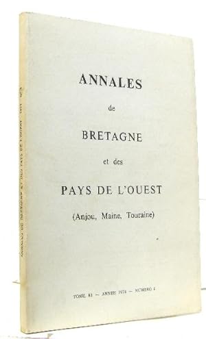 Immagine del venditore per Annales de bretagne et des pays de l'ouest (anjou maine touraine) - tome 83 - anne 1974 - n4 venduto da crealivres