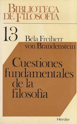 Image du vendeur pour Cuestiones fundamentales de la filosofia. mis en vente par Libreria Oreste Gozzini snc