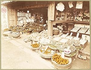 Grocery and fruit shop Handcolored original albumen photo Tamamura 1890c XL345