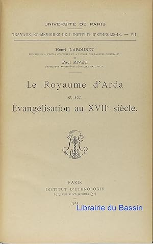 Image du vendeur pour Le Royaume d'Arda et son Evanglisation au XVIIe sicle mis en vente par Librairie du Bassin