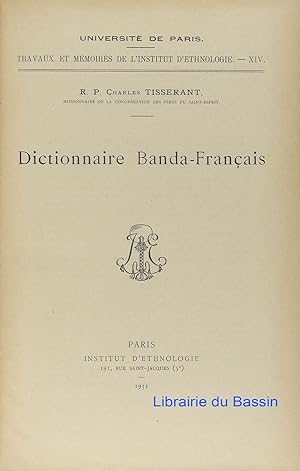 Imagen del vendedor de Dictionnaire Banda-Franais a la venta por Librairie du Bassin