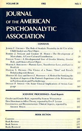 Bild des Verkufers fr Journal of the American Psychoanalytic Association. (= Kompletter Jahrgang). 1982. Volume 30. Part 1 - 4. zum Verkauf von Fundus-Online GbR Borkert Schwarz Zerfa
