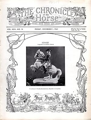 Bild des Verkufers fr The Chronicle of the Horse: Volume XXV, No.14: December 1, 1961 zum Verkauf von Dorley House Books, Inc.