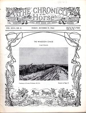 Bild des Verkufers fr The Chronicle of the Horse: Volume XXVI, No.8: October 19, 1962 zum Verkauf von Dorley House Books, Inc.