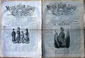 Seller image for LA MODE POUR TOUS - 1880 - 2 numros - 15 Janvier (N 2) et 15 Mars 1880 [Exposition gnrale et grande mise en vente de toutes les nouveauts de la Saison d't et de belles occasions en Tissus pour Robes et Costumes, ainsi qu'n Bonneterie, Lingerie, Ombrelles, En-cas, etc., etc. Au Tapis Rouge.]. for sale by Jean-Paul TIVILLIER