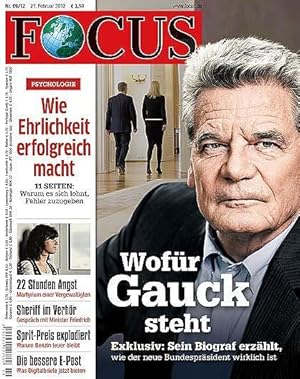 Bild des Verkufers fr Focus. 20. Jg. Nr. 9 vom 27. Februar 2012: [Titel] Wofr Gauck steht - Exklusiv: Sein Biograf erzhlt, wie der neue Bundesprsident wirklich ist. zum Verkauf von Antiquariat Lengelsen