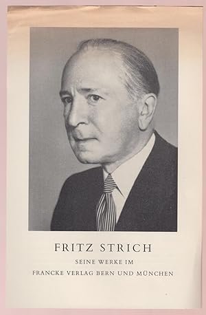 Verlagswerbung: FRITZ STRICH und seine Werke im Francke Verlag Bern und München (1962)