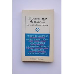 Image du vendeur pour El comentario de textos, 2. De Galds a Garca Mrquez mis en vente par LIBRERA SOLAR DEL BRUTO