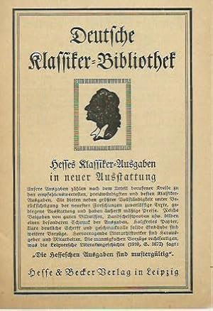 Seller image for Deutsche Klassiker - Bibliothek. Hesses Klassiker-Ausgaben in neuer Ausstattung. Dezember 1914. for sale by Antiquariat Carl Wegner