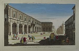 Bild des Verkufers fr A View of the Hospital Piazza of St. Mari al Florence. Altkolorierter Kupferstich erschienen in London 1740, 23,5 x 40 cm zum Verkauf von Antiquariat Johannes Mller