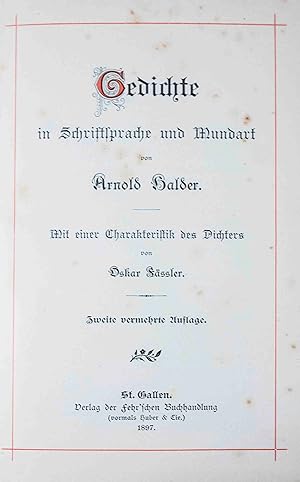 Seller image for Gedichte in Schriftsprache und Mundart. Mit einer Charakteristik des Dichters von Oskar Fssler. 2., vermehrte Aufl. for sale by Harteveld Rare Books Ltd.