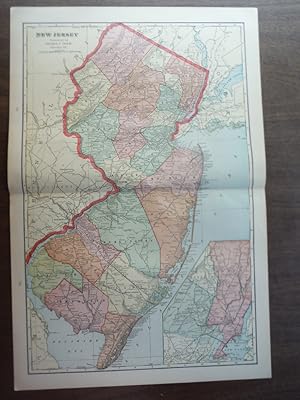 Image du vendeur pour Cram's Map of New Jersey (1901) mis en vente par Imperial Books and Collectibles