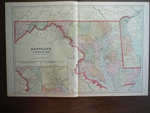 Bild des Verkufers fr Cram's Map of Maryland and Delaware (1901) zum Verkauf von Imperial Books and Collectibles