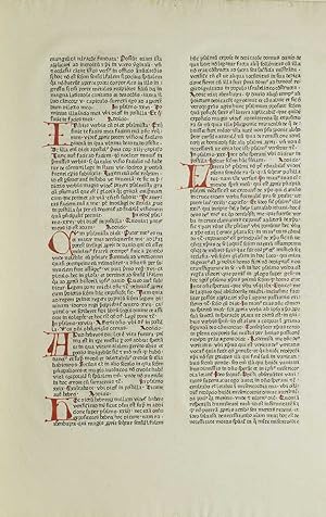 Image du vendeur pour Printed Leaf from Nicolaus de Lyra's Postilla super Biblia, Strassburg, 1472 mis en vente par James Cummins Bookseller, ABAA