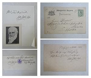 Konvolut von Autographen. 1. Postkarte datiert 12. Okt. 1894. 2. Königl. Leib- und Hofapotheke. 3...