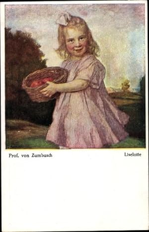 Künstler Ansichtskarte / Postkarte v. Zumbusch, Ludwig, Liselotte, Mädchen mit Korb