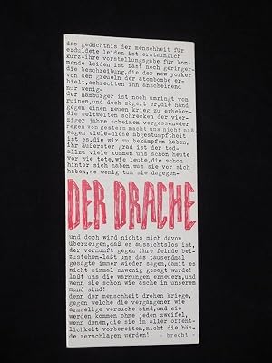 Bild des Verkufers fr Programm Landestheater Altenburg 1982/83. DER DRACHE von Schwarz. Regie: Christian Bleyhoeffer, Bhnenbild: Christian Neugebauer, Kostme: Heike Neugebauer, techn. Ltg.: Alfred Dohnt. Mit Wolfgang Lindner (Drache), Andreas Rdiger (Lanzelot), Hans Linzer, Mechthild Kreutzer, Bernd-Michael Baier, Antje Arpe, Hannelore Geisler-Pemmann zum Verkauf von Fast alles Theater! Antiquariat fr die darstellenden Knste