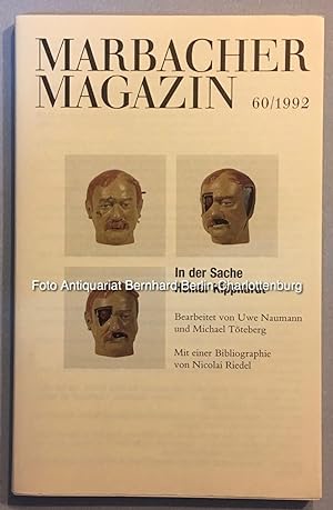 Bild des Verkufers fr In der Sache Heinar Kipphardt (Marbacher Magazin 60/1992) zum Verkauf von Antiquariat Bernhard