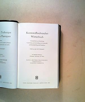 Seller image for Kunststofftechnisches Wörterbuch. Band. 4 Deutsch-französisch for sale by ANTIQUARIAT Franke BRUDDENBOOKS