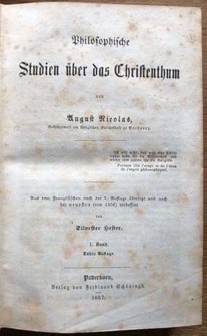 Bild des Verkufers fr Philosophische Studien ber das Christenthum. zum Verkauf von Antiquariat Lohmann