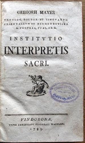 Seller image for Institutio interpretis sacri. for sale by Antiquariat Lohmann