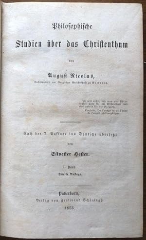 Imagen del vendedor de Philosophische Studien ber das Christenthum. a la venta por Antiquariat Lohmann