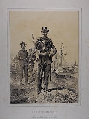 K. K. Flotillen-Corps. Tonlithographie von Anton Strassgschwandtner aus "Die K. K. Österreich'sch...