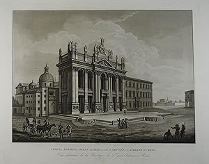 Bild des Verkufers fr Veduta esterna della Basilica di S. Giovanni Laternao in Roma. Vue exterieure de la Basilique de S. Jean Lateran a Rome. Aquatinta von Ladislaus Rupp nach C. Ciglio aus "Chiese principali d'Europa" Mailand, Bossi 1824, 44,5 x 33 cm zum Verkauf von Antiquariat Johannes Mller