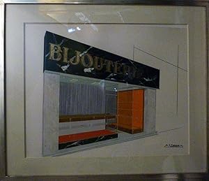 Architectural Drawing Framed: Art Deco Design