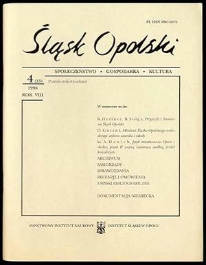 Seller image for Slask Opolski. Spoleczenstwo, gospodarka, kultura. R.8 (1998). Nr 4 (33) (Pazdziernik-Grudzien 1998) for sale by POLIART Beata Kalke