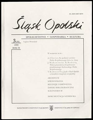 Seller image for Slask Opolski. Spoleczenstwo, gospodarka, kultura. R.9 (1999). Nr 3 (36) (Lipiec-Wrzesien 1999) for sale by POLIART Beata Kalke