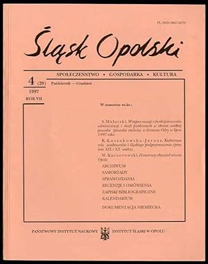 Seller image for Slask Opolski. Spoleczenstwo, gospodarka, kultura. R.7 (1997). Nr 4 (28) (Pazdziernik-Grudzien 1997) for sale by POLIART Beata Kalke