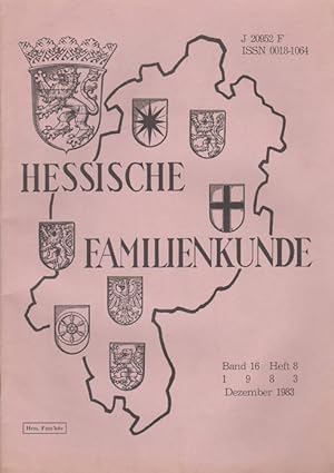 Bild des Verkufers fr Hessische Familienkunde; Dez. 1983, Band 16/ Heft 8. zum Verkauf von Schrmann und Kiewning GbR
