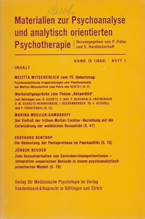 Bild des Verkäufers für Materialien zur Psychoanalyse und analytisch orientierten Psychotherapie; Band IX (1983), Heft 1. zum Verkauf von Schürmann und Kiewning GbR