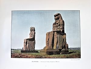 Antique Chromolithograph. Ruins of Thebes Colossi of Memnon