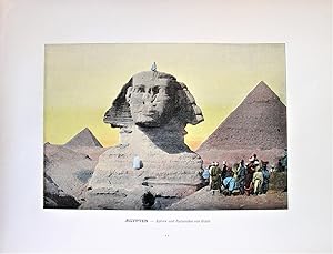 Antique Chromolithograph. The Sphinx and the Pyramids of Gizeh