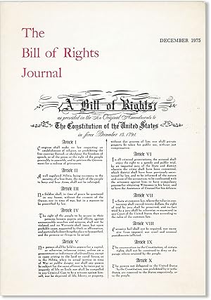 Bild des Verkufers fr The Bill of Rights Journal. Vol. VIII - December 1975 zum Verkauf von Lorne Bair Rare Books, ABAA