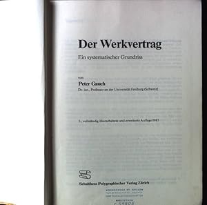 Immagine del venditore per Der Werkvertrag : e. systemat. Grundriss. venduto da books4less (Versandantiquariat Petra Gros GmbH & Co. KG)