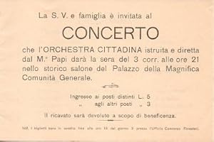 Seller image for Biglietto d'invito al concerto dell'orchestra cittadina: Cavalese. for sale by Studio Bibliografico Adige