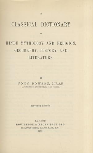 Bild des Verkufers fr A Classical Dictionary of Hindu Mithology and Religion, Geography, History, and Literature. Eleventh Edition. zum Verkauf von Libreria Oreste Gozzini snc