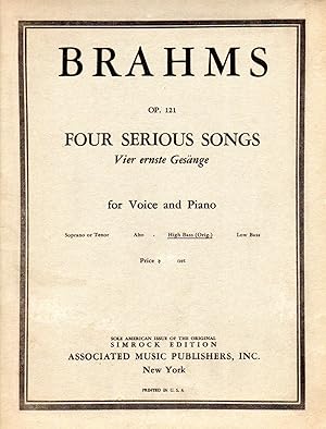 Four Serious Songs, Op.121 [Vier Ernste Gesange] - for HIGH BASS voice (original version) and Pia...