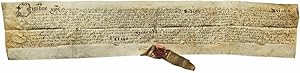 Manuscript - Vellum Land Deed - Burnham Market - Text in Latin - Wax Seal